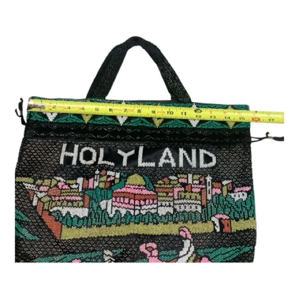 VTG‎ Multi-Color Fully Beaded Holy Land Drawstring Vacation Tote